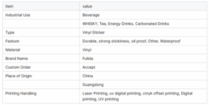 Beverage Bottle Sticker Label Roll 