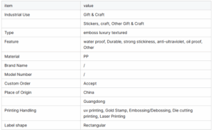 3D Thick Ink Embossed Custom Label