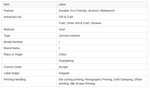 Die-Cut Kids Vinyl Decorative Sticker Labels