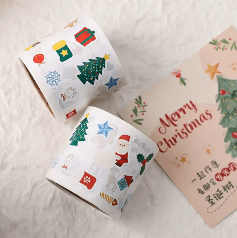 Christmas Holiday Kids Vinyl Stickers| Die-Cut Adhesive Labels for Decoration & Gifts