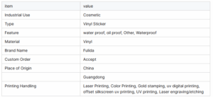 UV Printed Vinyl Packaging Label