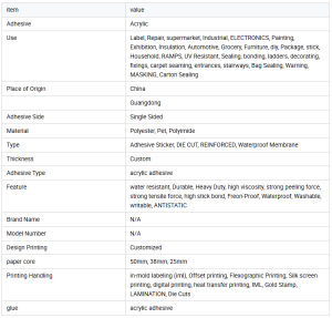 Die-Cut Acid & Alkali Resistant Labels