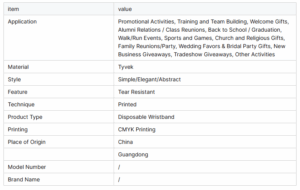 Custom Tyvek One-Time Use Event Wristbands