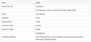 Die Cut Transparent Waterproof Vinyl Label