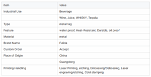 Wine & Whisky Metal Packaging Sticker