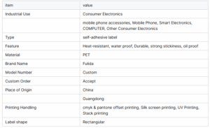 Custom Durable PET Sticker – Silver Logo for Electronics