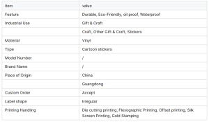 Custom Logo Kids Vinyl Sticker Labels