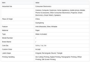 Custom Water Sensitive Sticker