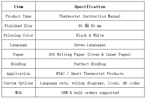 Thermostat Instruction Manual Printing