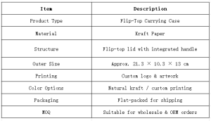 Flip-Top Kraft Paper Carrying Case