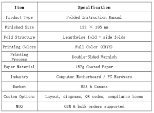 Computer Motherboard Folded Instruction Manual