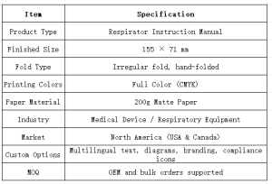 Respirator Instruction Manual Printing